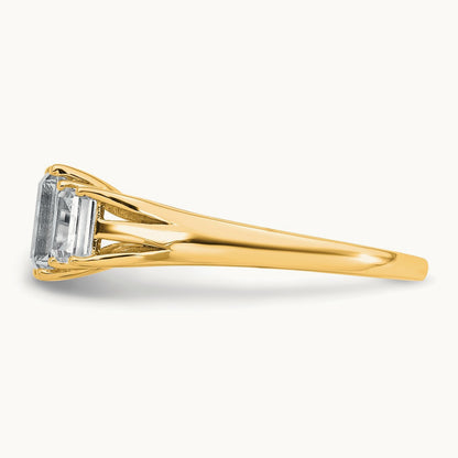 Emerald 3 Stone Engagement Ring, 1.50-3.25 ct tw Lab-Grown Diamond — 1 5/8 ct, 14K Yellow Gold