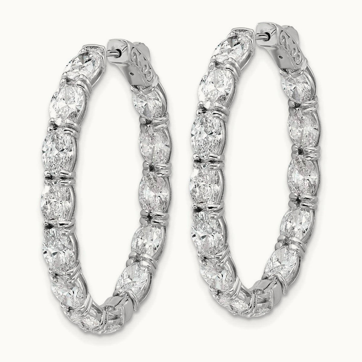Oval & Round in/Out Hoop Earrings, 8.50 ct tw Lab-Grown Diamond — 14K White Gold