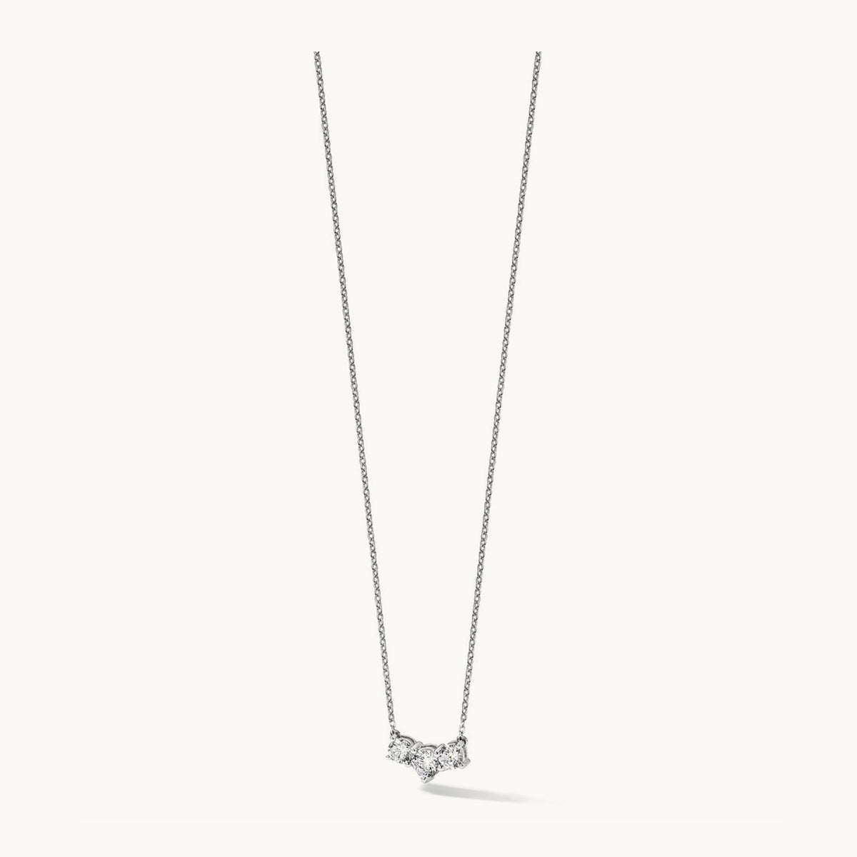 3 Stone Necklace, 0.75-1.50 ct tw Lab-Grown Diamond — 14K White Gold