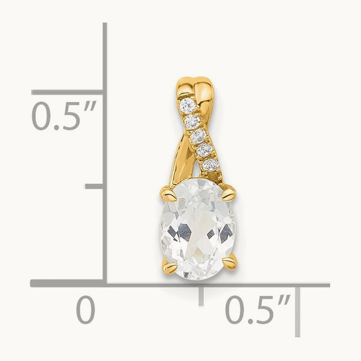 Oval Topaz and Diamond Pendant — 14K Yellow Gold