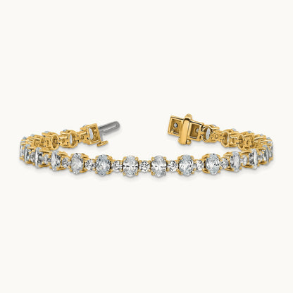 Oval/Round Tennis Bracelet, 11.00 ct tw Lab-Grown Diamond — 14K Yellow Gold