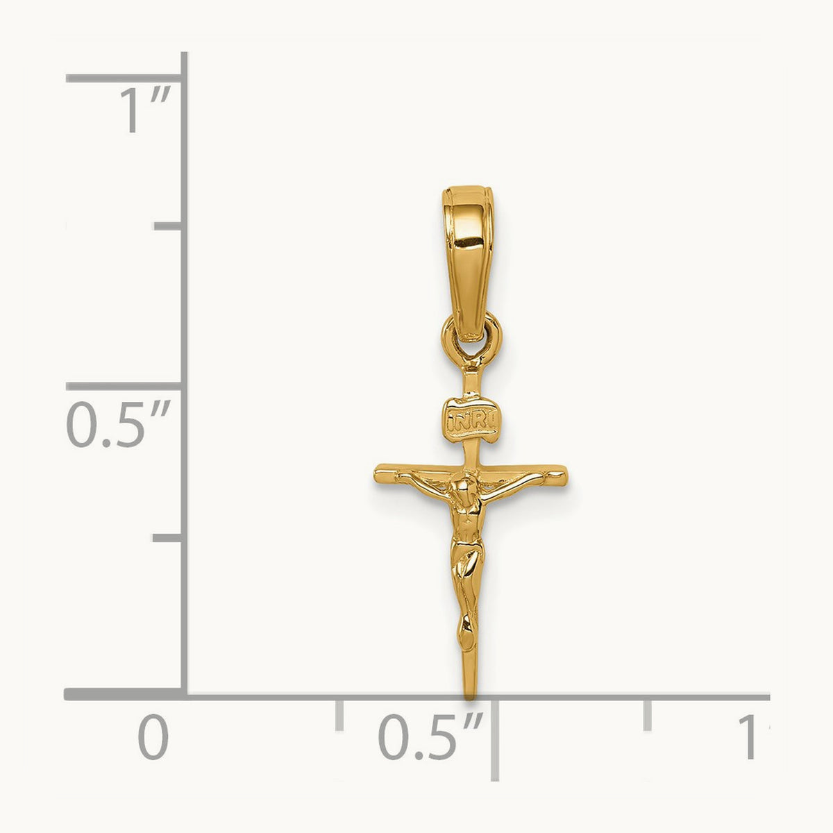 Small INRI Crucifix Pendant, 14K