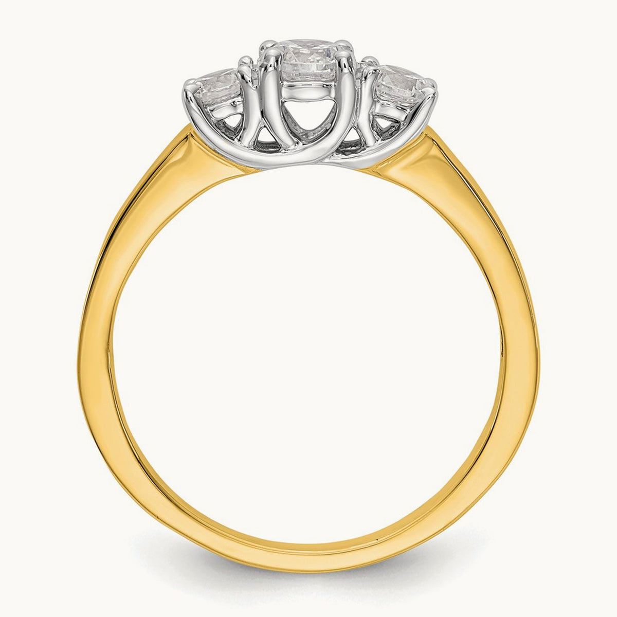 Two-Tone Basket 3 Stone Engagement Ring — 14K Two-Tone, VS/SI (Great), 7