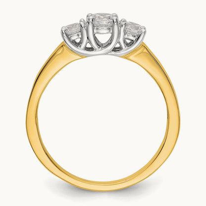Two-Tone Basket 3 Stone Engagement Ring — 14K Two-Tone, VS/SI (Great), 7
