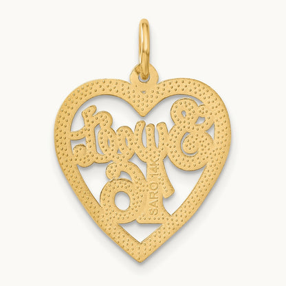 SWEET 16 in A Heart Charm, 14K
