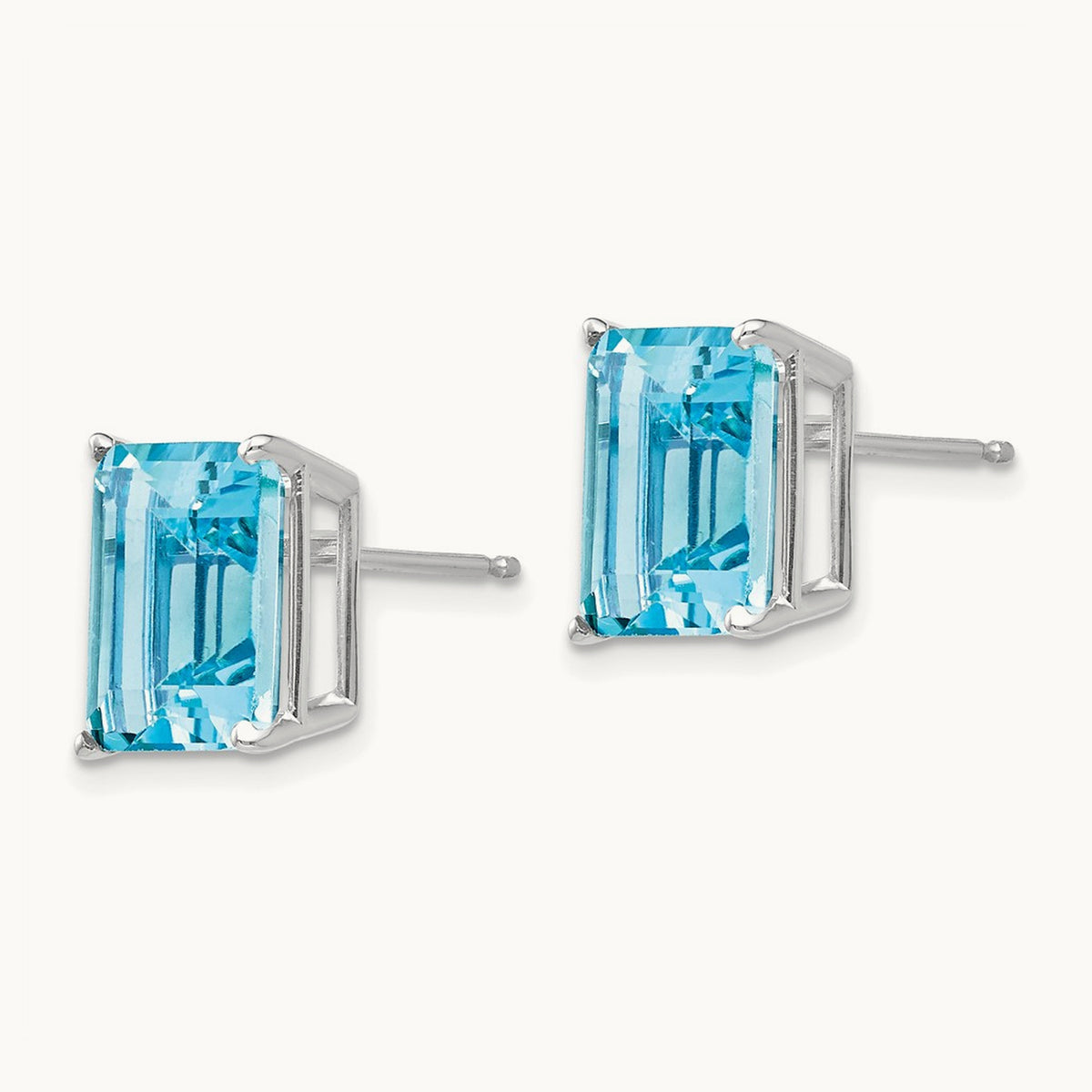 10x8mm Emerald Earring Mountings, 14K White Gold