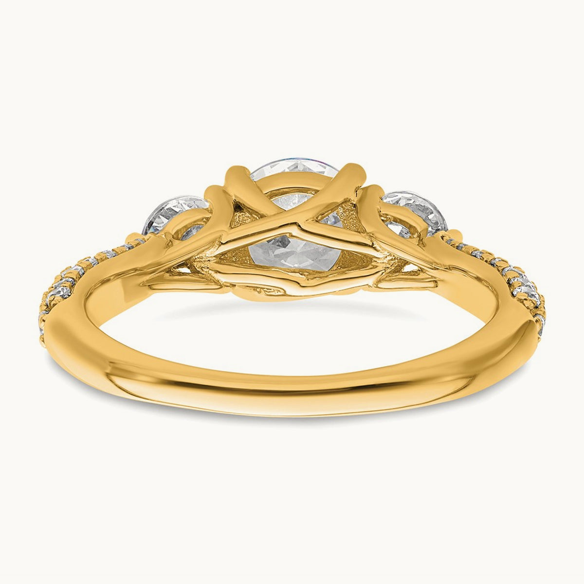 Round 3 Stone Engagement Ring, 0.50-3.75 ct tw Lab-Grown Diamond — 3/4 ct, VS (Best), 14K Yellow Gold