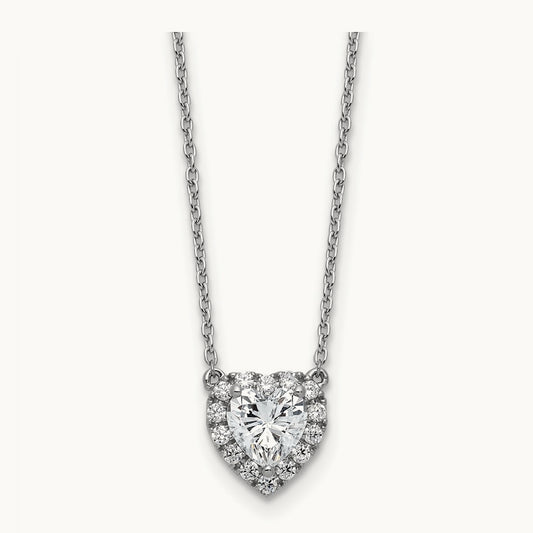 Halo Heart Necklace, 1.25 ct tw Lab-Grown Diamond