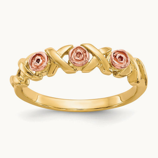With 12k Accents Black Hills Gold -X- and Rose Ring