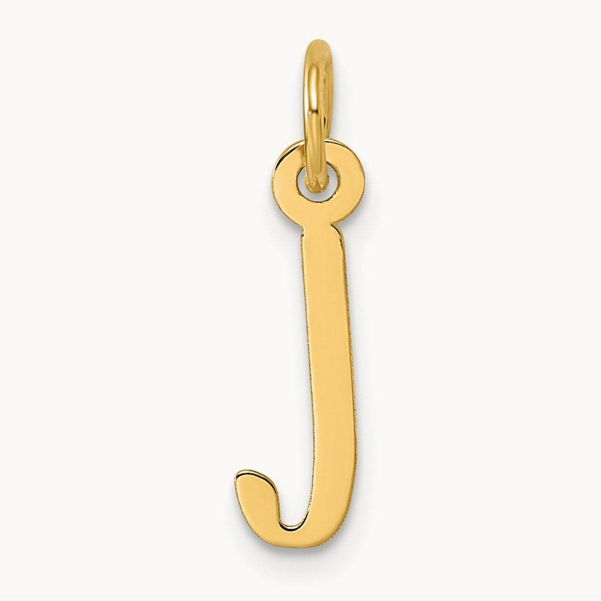 Slanted Block Initial Charm — 14K Yellow Gold, J