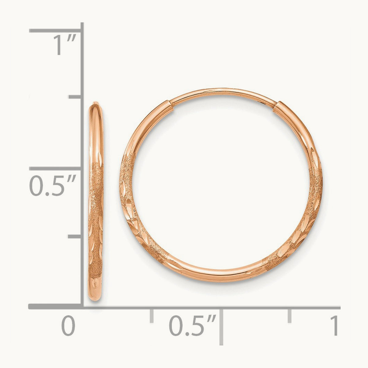 Diamond-cut Endless Hoop Earring — 14K Rose Gold