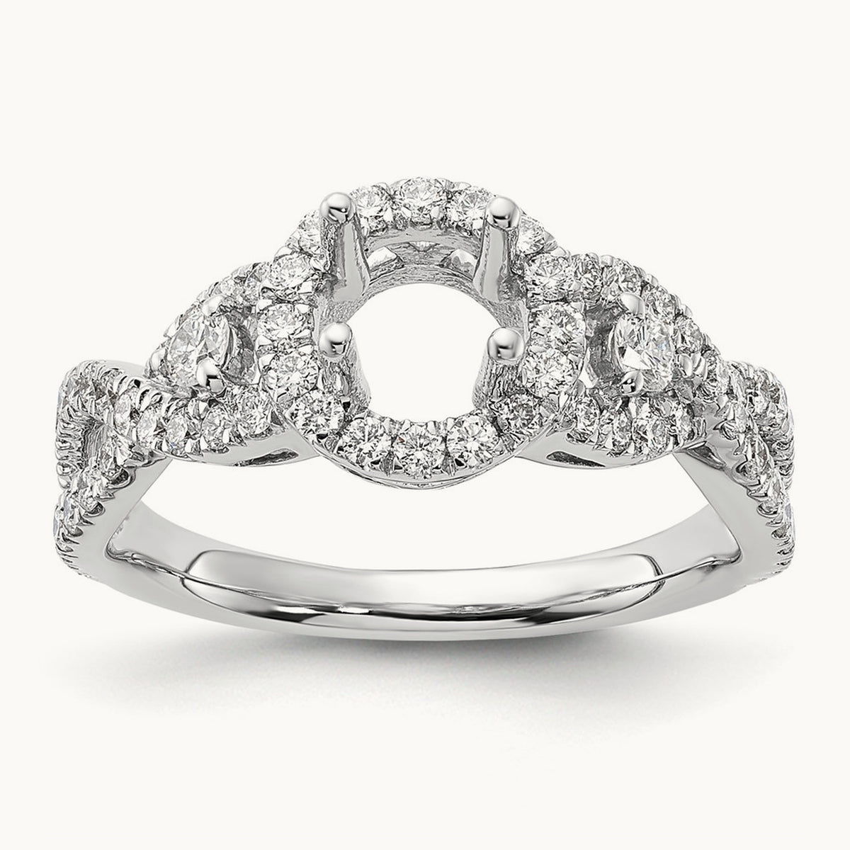 Round Semi-Mount Engagement Ring, 0.75 ct tw Lab-Grown Diamond