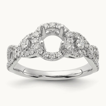 Round Semi-Mount Engagement Ring, 0.75 ct tw Lab-Grown Diamond