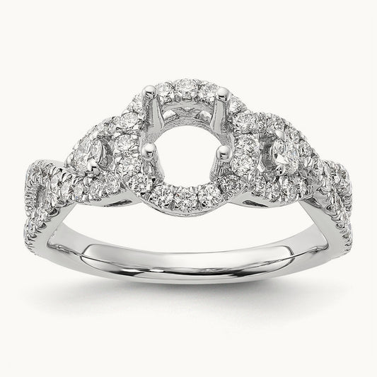 Round Semi-Mount Engagement Ring, 0.75 ct tw Lab-Grown Diamond