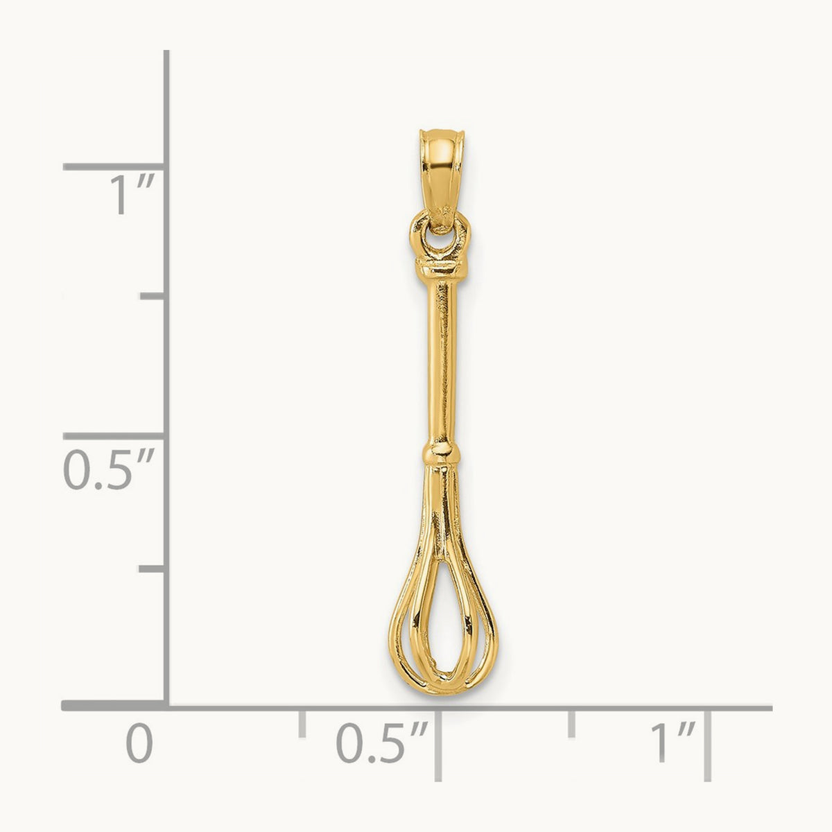 3-D Polished Whisk Charm, 14K