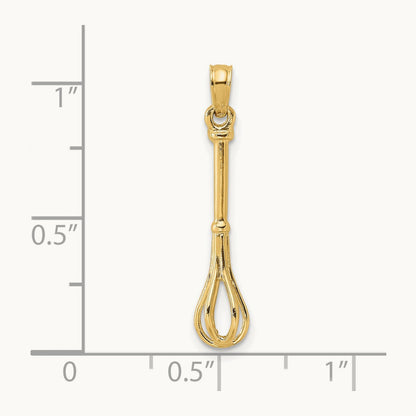 3-D Polished Whisk Charm, 14K