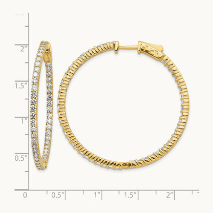 Diamond Round Hoop w/Safety Clasp Earrings, 14K