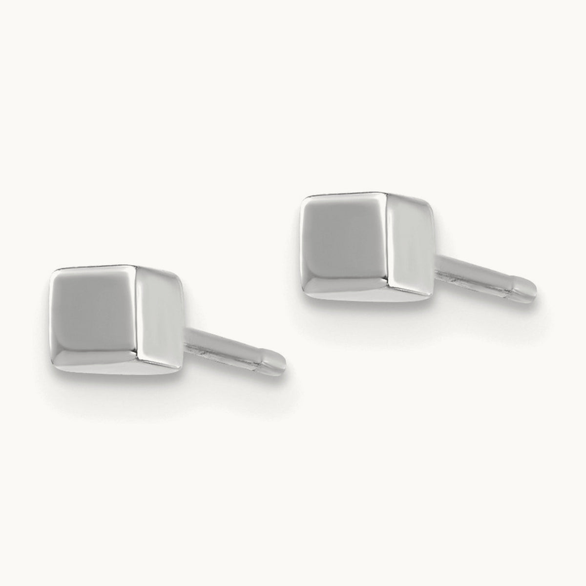 Square Stud Earrings — 14K White Gold