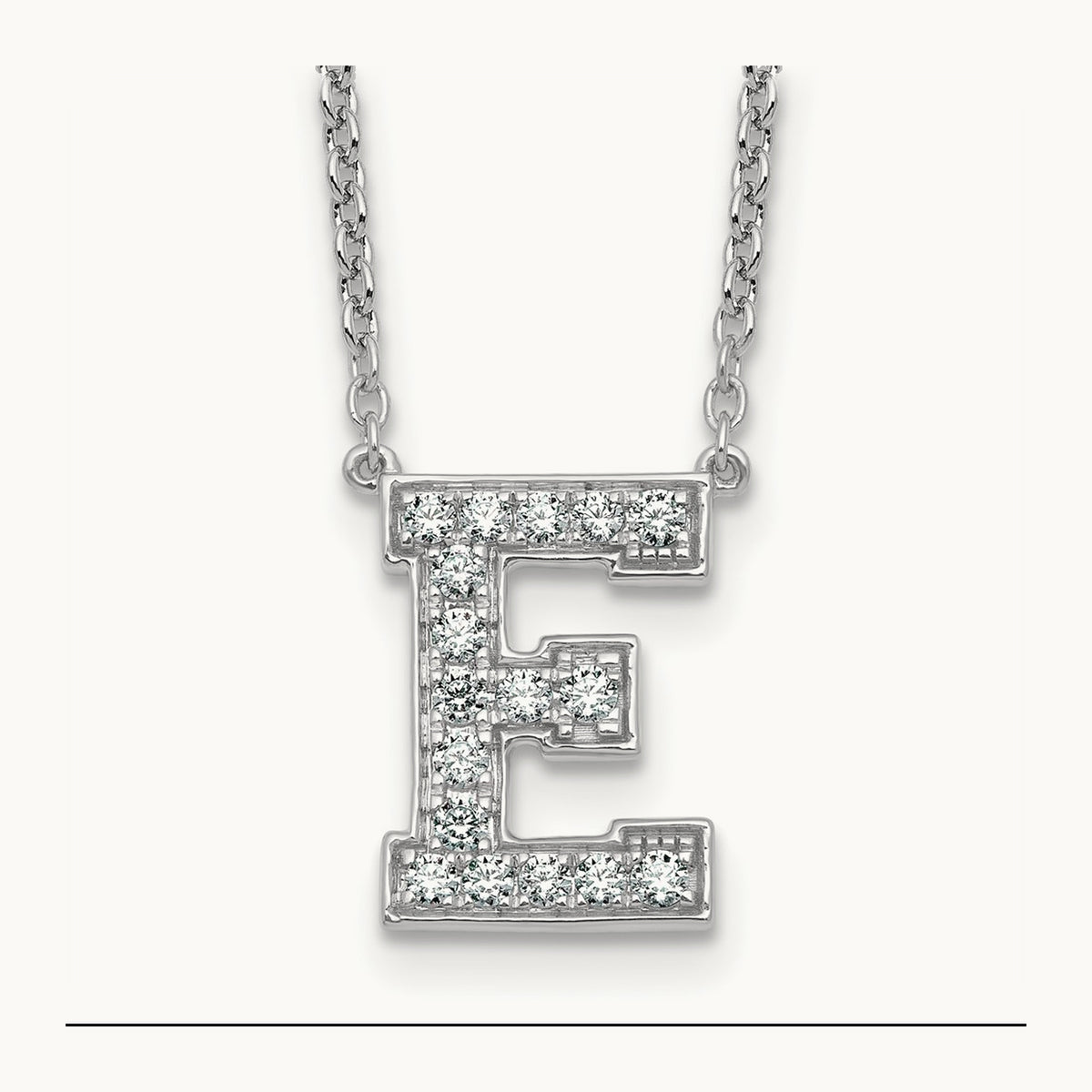 Initial Necklace — 14K White Gold, E, 3/8 ct