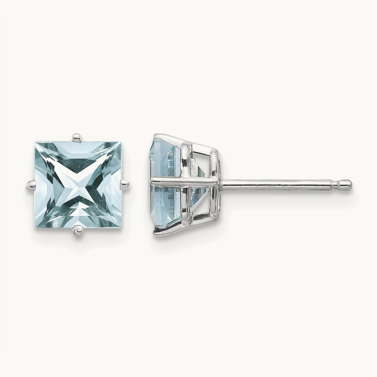 Aquamarine Earrings, 14K White Gold
