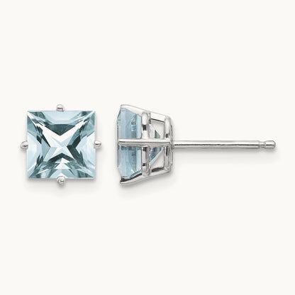 Aquamarine Earrings, 14K White Gold