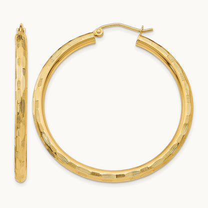 Diamond-cut Hoop Earrings, 14K