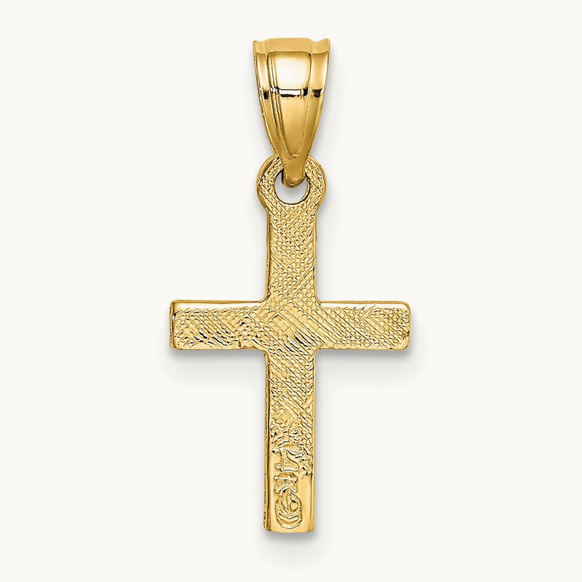 Diamond Shape Center Mini Cross Charm — 14K Yellow Gold