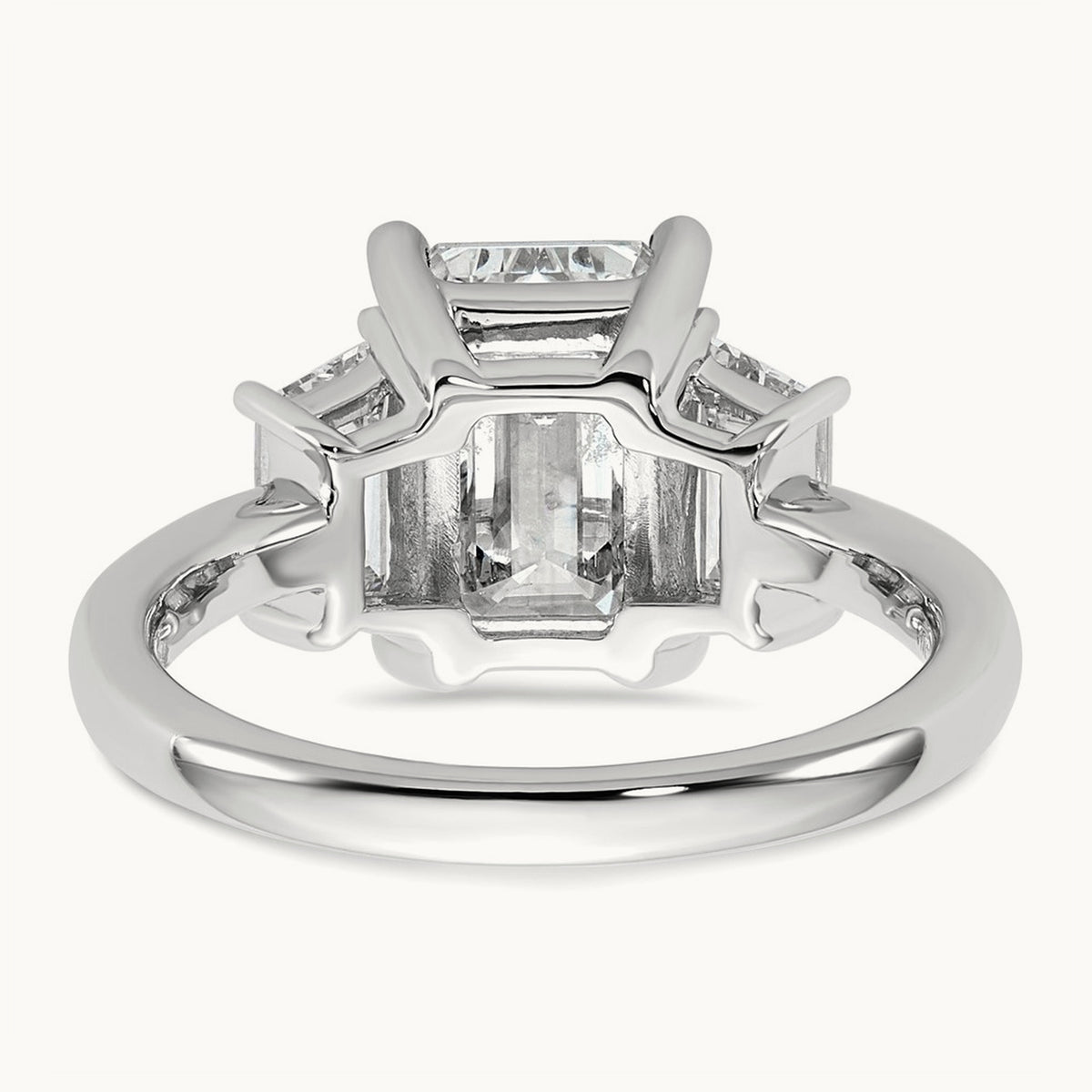 Emerald & Trapezoid Engagement Ring, 1.25-4.00 ct tw Lab-Grown Diamond — 4 ct, 14K White Gold