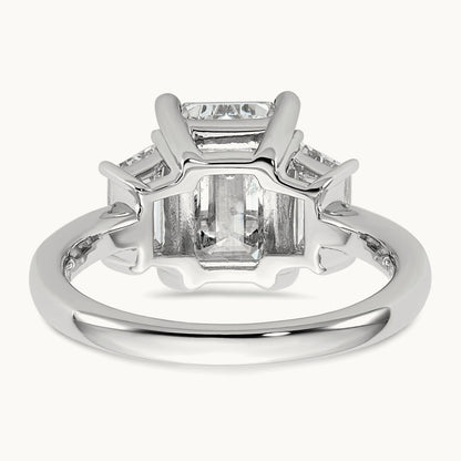 Emerald & Trapezoid Engagement Ring, 1.25-4.00 ct tw Lab-Grown Diamond — 4 ct, 14K White Gold