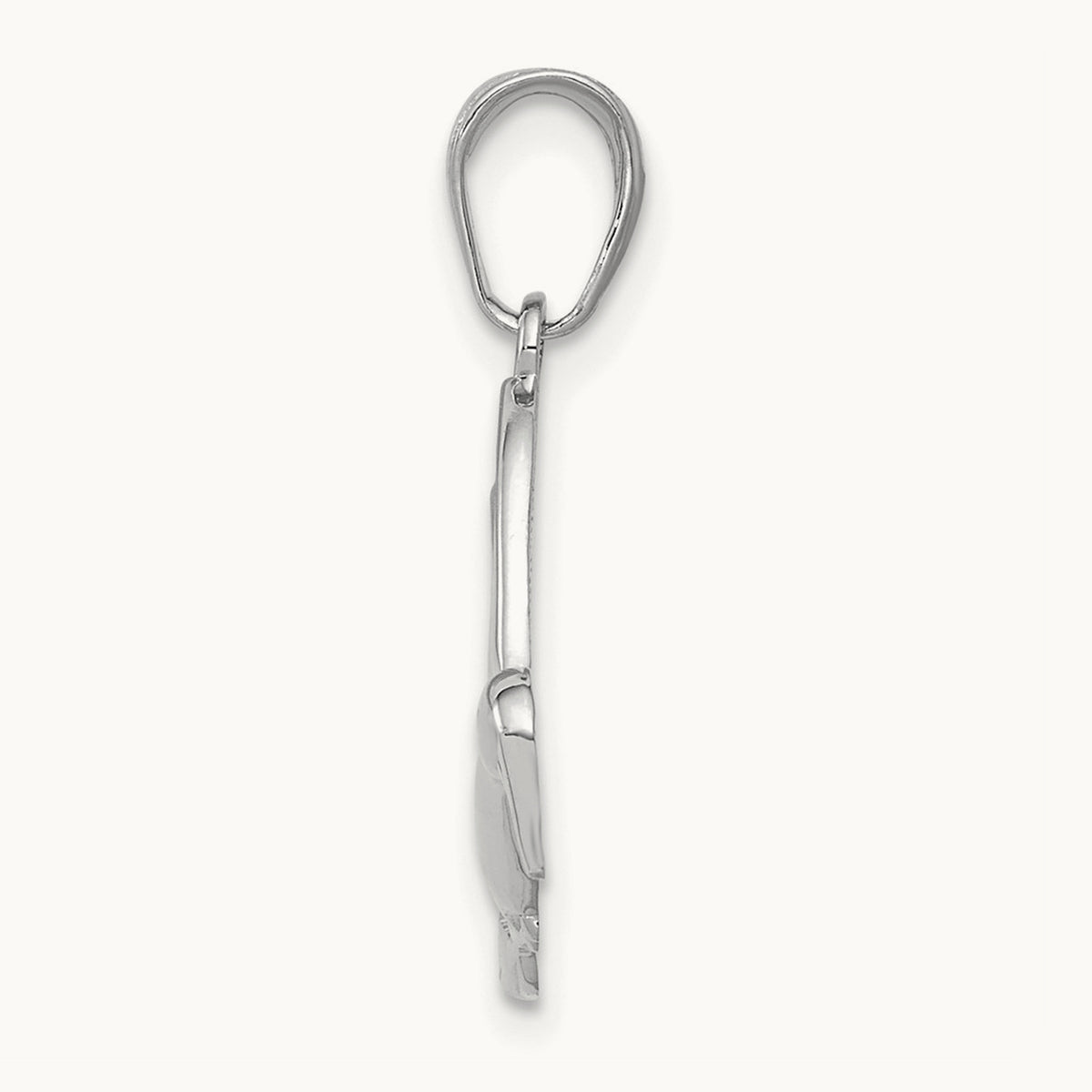 Polished Hummingbird in Flight Pendant — 14K White Gold