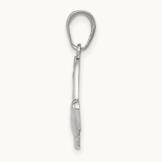 Polished Hummingbird in Flight Pendant — 14K White Gold