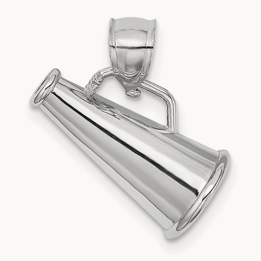 3-D Megaphone Charm, 14K White Gold
