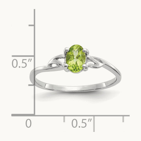 Peridot Birthstone Ring, 14K White Gold