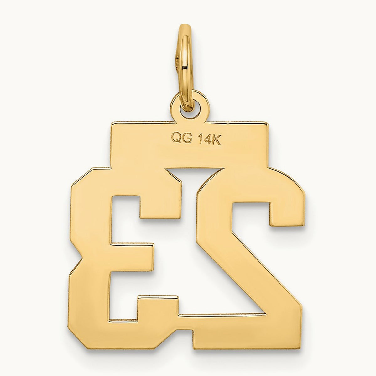 Small Satin Number 23 Charm, 14K