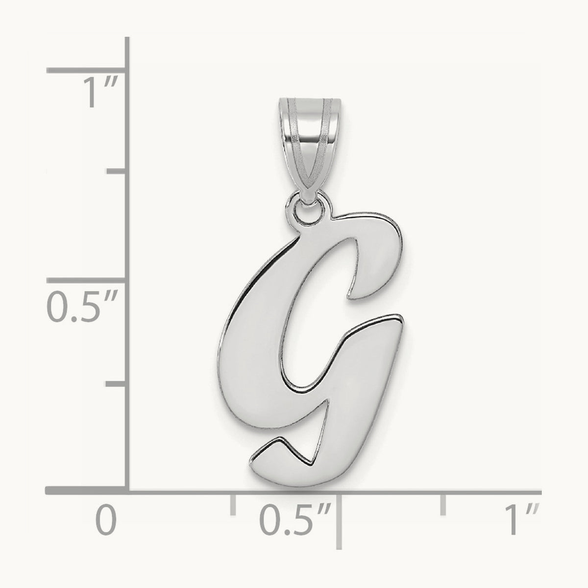 Polished Script Initial Pendant — 14K White Gold, G
