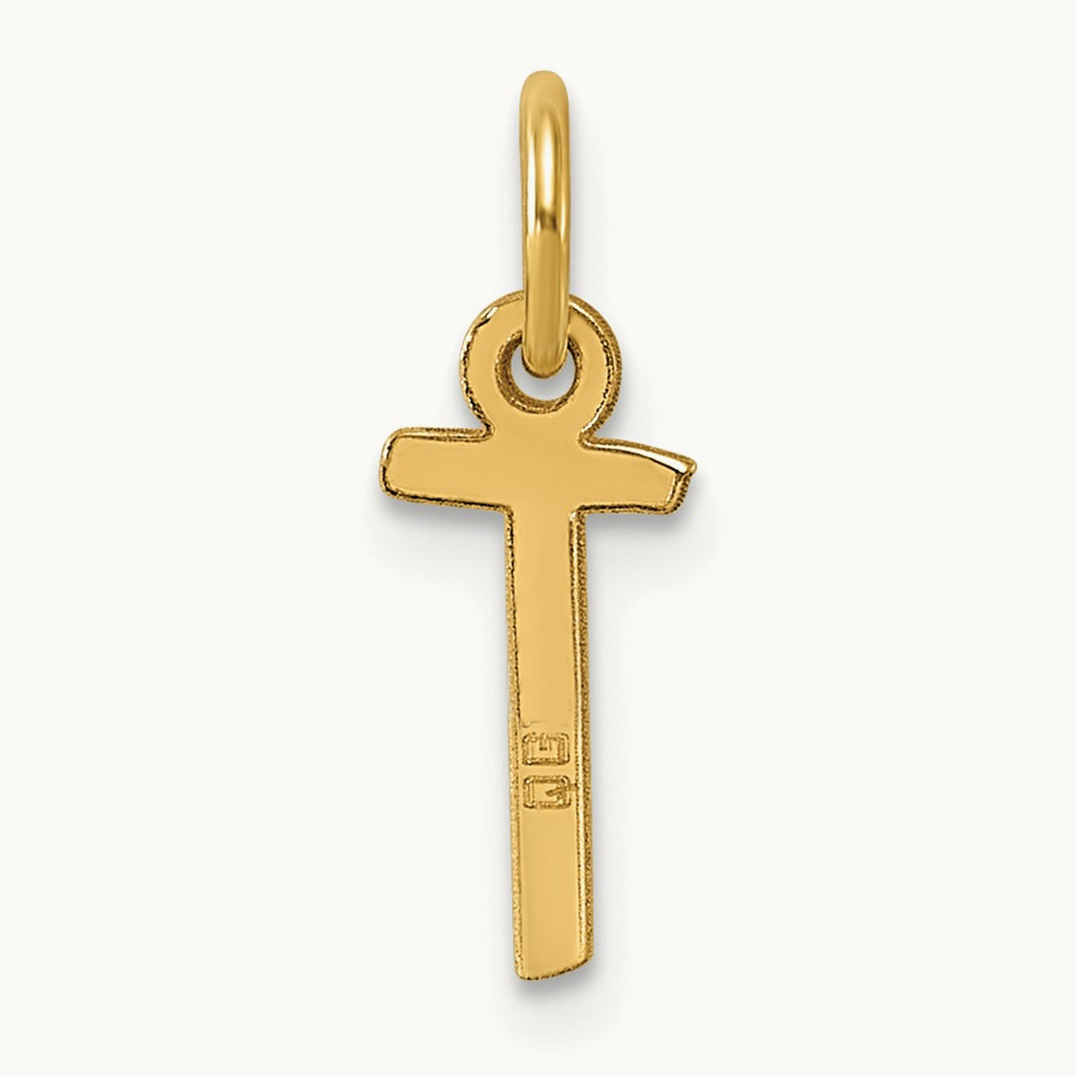 Small Slanted Block Initial Charm — 14K Yellow Gold, T