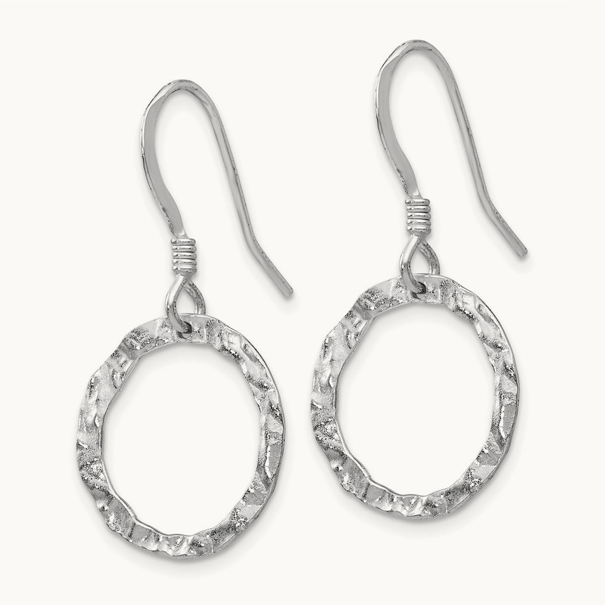 Rhod-pltd Textured Shepherd Hook Dangle Earrings — Leslie's — photo set