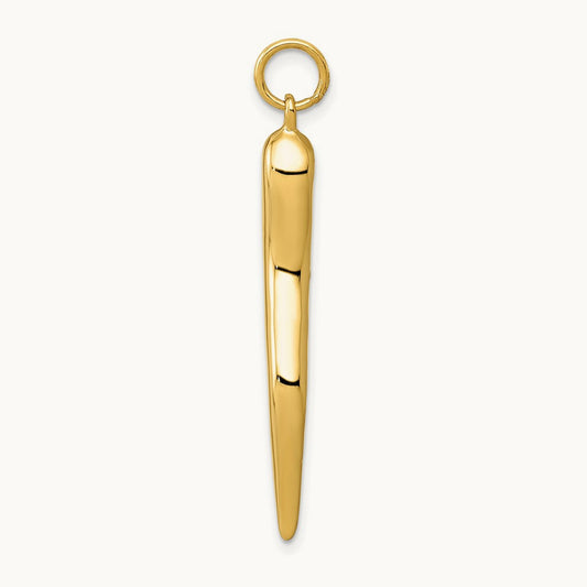 Large 3D Italian Horn Charm, 14K
