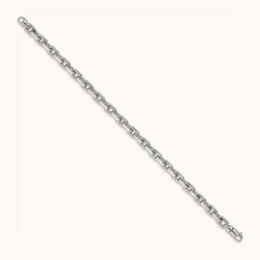Hand-polished Fancy Link Bracelet, 5.3mm, 14K White Gold