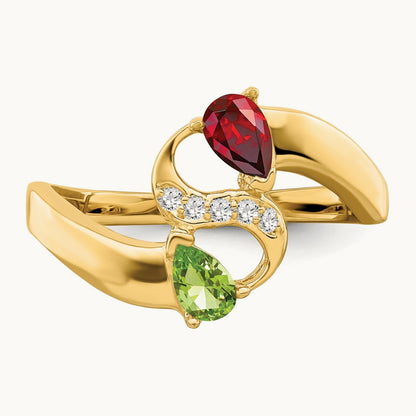 Synthetic Family Jewelry Ring, 14K