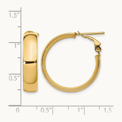 High Polished Omega Back Hoop Earrings, 14K — Leslie's