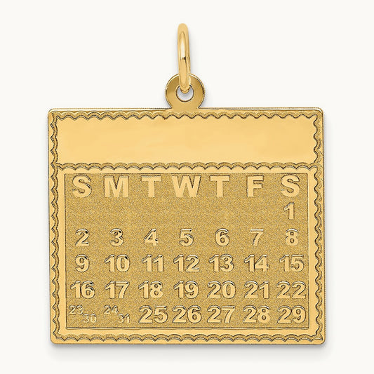 Saturday the First Day Calendar Pendant, 14K