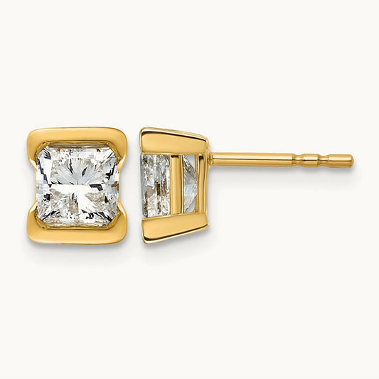 Princess Post Earrings, 2.00 ct tw Lab-Grown Diamond
