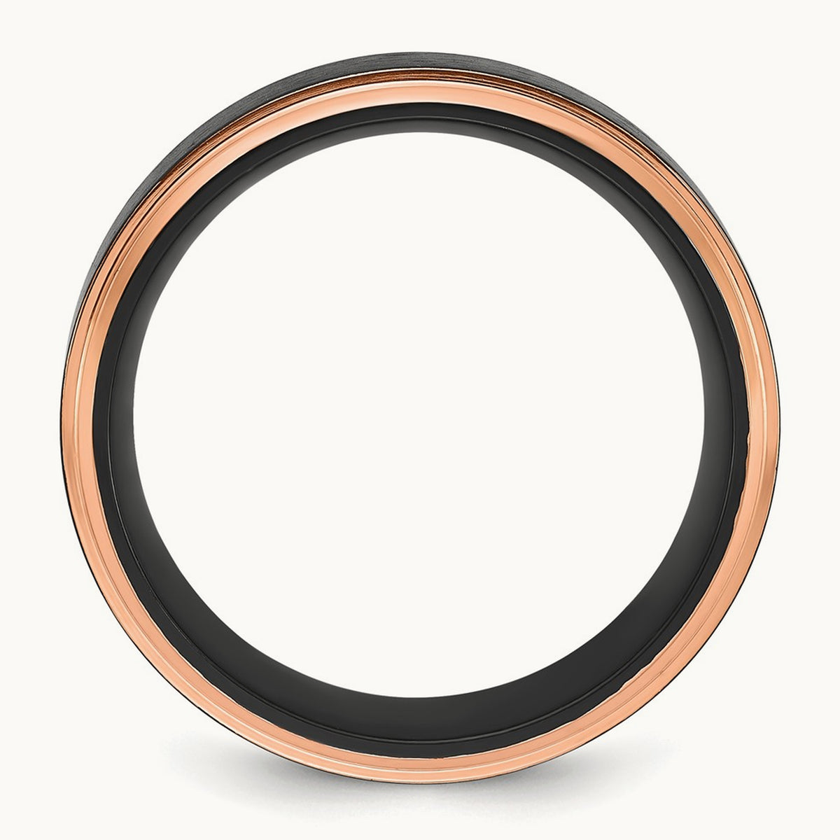 Brushed Center Black and Rose IP-plated Band, 8mm, Titanium