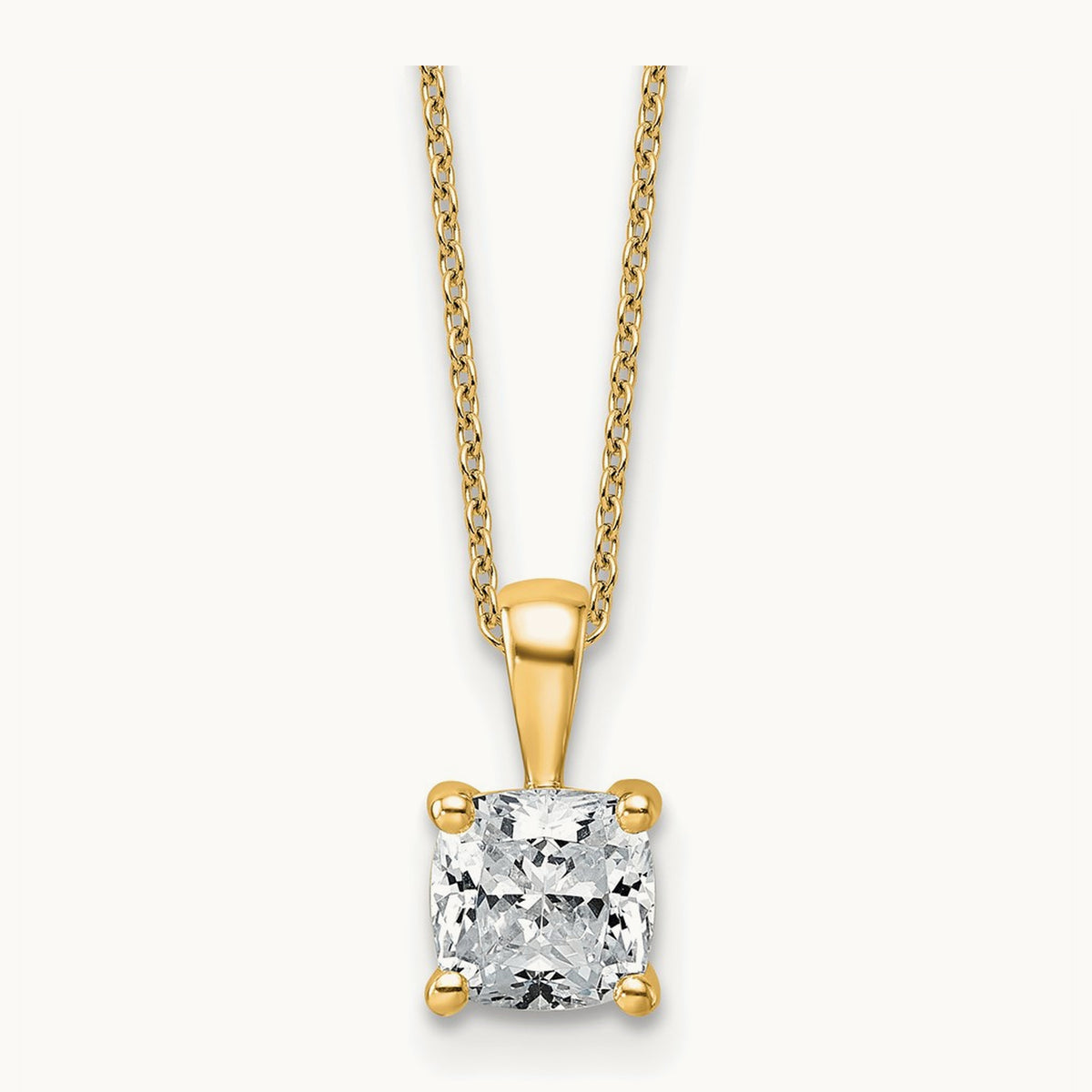 Cushion Pendant Necklace, 0.50-2.00 ct tw Lab-Grown Diamond — 1 1/2 ct, 14K Yellow Gold