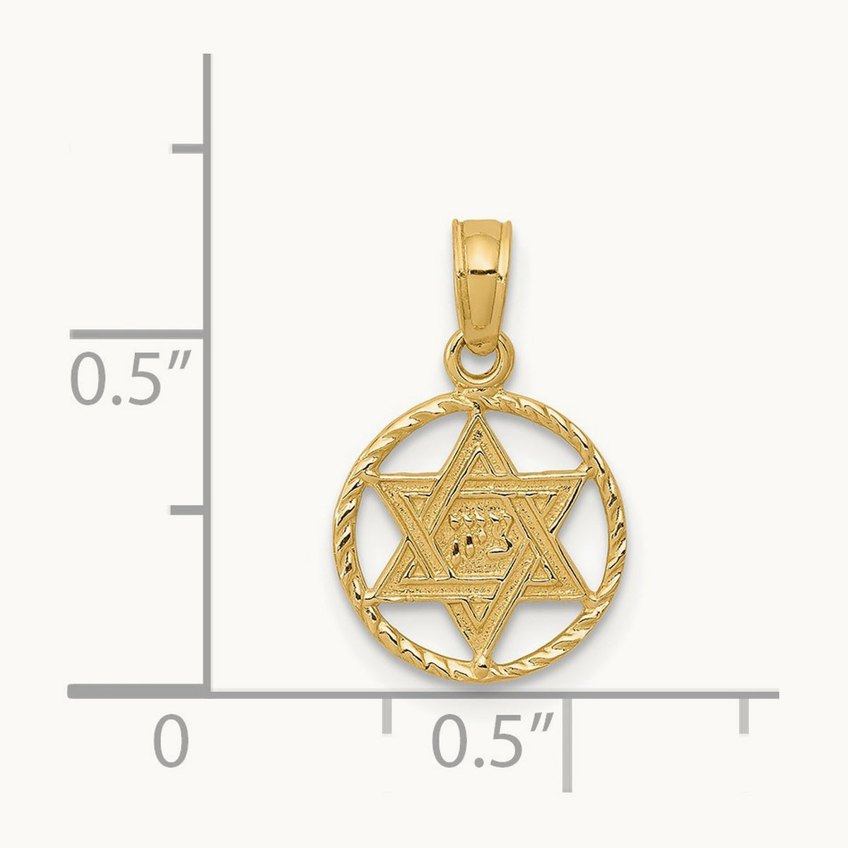 Star of David in Circle Frame Pendant, 14K