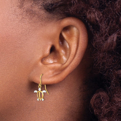 Sea Turtle Dangle Earrings with rhodium — 20mm