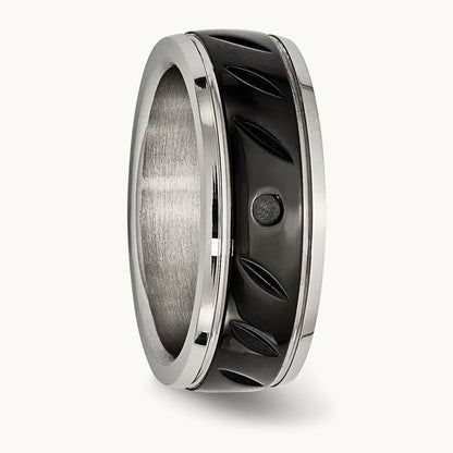 Polished Black IP-plated Grooved Band — photo set