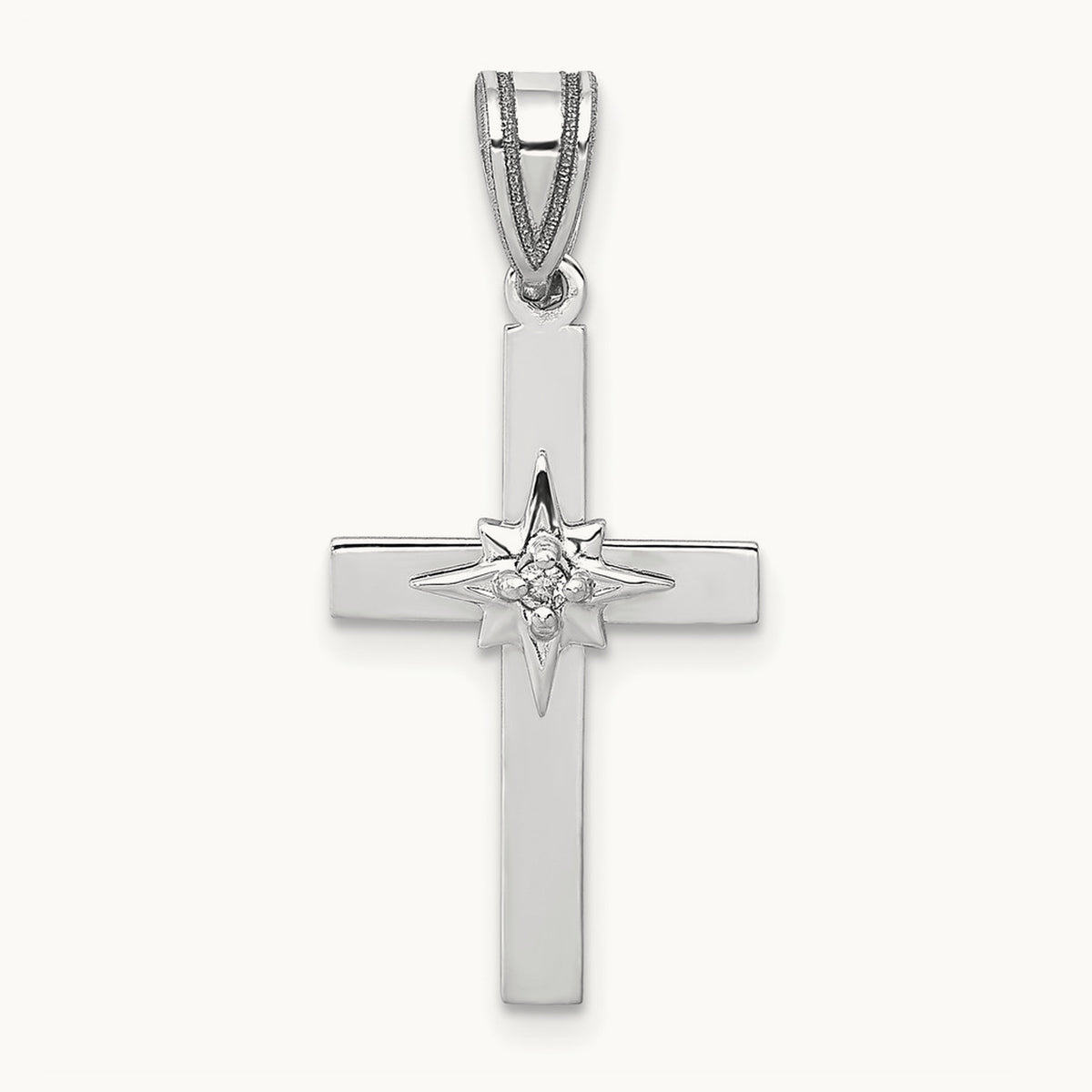 Diamond Cross Pendant — 14K White Gold
