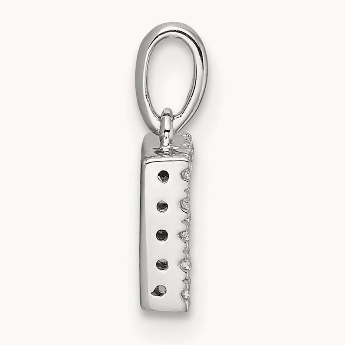 Diamond Initial with Bail Pendant — 14K White Gold, F
